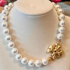 Tory Burch Roxanne Logo Pearl Necklace